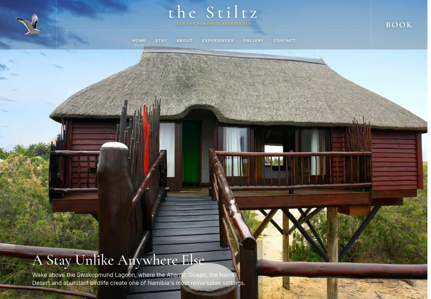 The Stiltz lodge website design preview